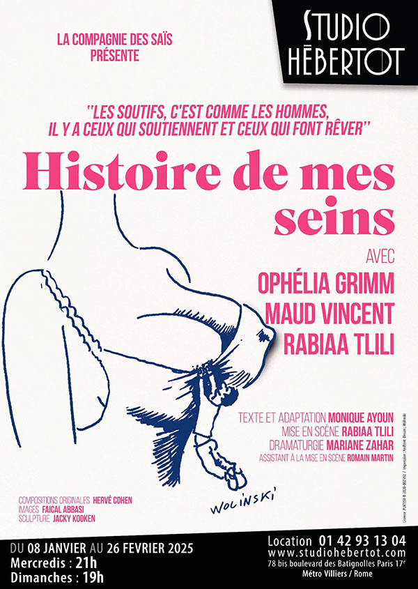 L'histoire de mes seins au Studio Hébertot le mercredi à 21h et le dimanche à 19h.